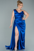 Robe de Soirée Grande Taille Longue Satin Bleu Saxe ABU2531