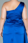 Robe de Soirée Grande Taille Longue Satin Bleu Saxe ABU2531