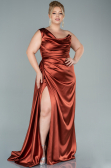 Robe de Soirée Grande Taille Longue Satin Marron clair ABU2531