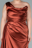 Robe de Soirée Grande Taille Longue Satin Marron clair ABU2531