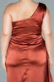 Robe de Soirée Grande Taille Longue Satin Marron clair ABU2531