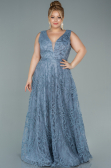 Robe de Soirée Grande Taille Longue Gris ABU2537