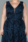 Robe de Soirée Grande Taille Longue Bleu Marine ABU2537