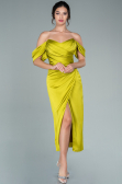 Robe De Cérémonie Satin Midi Pistache vert ABK1404
