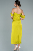 Robe De Cérémonie Satin Midi Pistache vert ABK1404