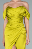 Robe De Cérémonie Satin Midi Pistache vert ABK1404