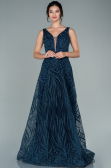 Robe de Soirée Longue Bleu Marine ABU2418
