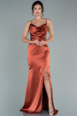 Robe De Soirée Satin Longue Marron clair ABU1938