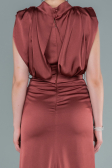 Robe de Soirée Longue Satin Marron clair ABU2133