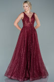 Robe De Soirée Longue Rouge Bordeaux ABU2131