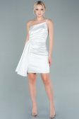 Robe de Cérémonie Courte Satin Blanc ABK1487