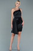 Robe de Cérémonie Courte Satin Noir ABK1487