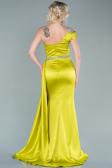 Robe De Soirée Satin Longue Pistache vert ABU2363