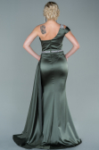 Robe De Soirée Satin Longue Kaki ABU2363