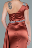 Robe De Soirée Satin Longue Marron clair ABU2363