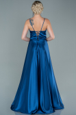 Robe De Soirée Satin Longue Gris-Indigo ABU1458