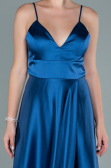 Robe De Soirée Satin Longue Gris-Indigo ABU1458