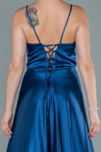 Robe De Soirée Satin Longue Gris-Indigo ABU1458