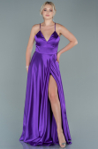 Robe De Soirée Satin Longue Violet ABU1458