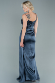 Robe Queue De Poisson Satin Longue Anthracite ABU1894