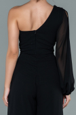 Robe de Cérémonie Longue Mousseline Noir ABT078