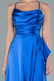 Robe De Soirée Satin Longue Bleu Saxe ABU1843
