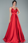 Robe de Soirée Longue Satin Rouge ABU2375