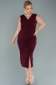 Robe de Soirée Grande Taille Midi Rouge Bordeaux ABK1492