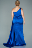 Robe de Soirée Grande Taille Longue Satin Bleu Saxe ABU2559