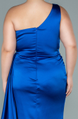 Robe de Soirée Grande Taille Longue Satin Bleu Saxe ABU2559