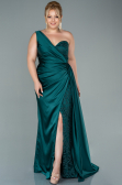 Robe de Soirée Grande Taille Longue Satin Émeraude ABU2559