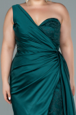 Robe de Soirée Grande Taille Longue Satin Émeraude ABU2559