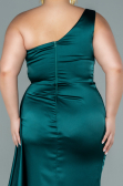 Robe de Soirée Grande Taille Longue Satin Émeraude ABU2559