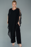 Robe de Soirée Grande Taille Mousseline Noir ABT080