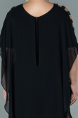 Robe de Soirée Grande Taille Mousseline Noir ABT080