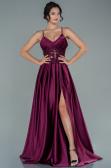 Robe de Soirée Longue Satin Prune ABU2583