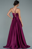 Robe de Soirée Longue Satin Prune ABU2583