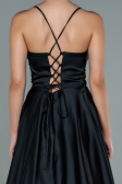 Robe de Soirée Longue Satin Noir ABU2583