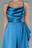 Robe de Soirée Longue Satin Indigo ABU1843