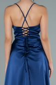 Robe De Soirée Satin Longue Bleu Marine ABU1843