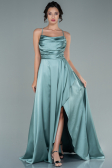 Robe De Soirée Satin Longue Menthe ABU1843