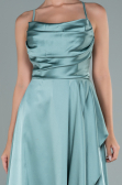 Robe De Soirée Satin Longue Menthe ABU1843