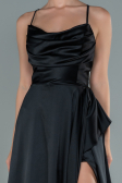 Robe de Soirée Longue Satin Noir ABU1843