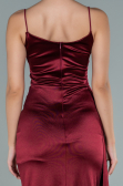 Robe de Soirée Longue Satin Rouge Bordeaux ABU2592