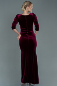 Robe de Soirée Longue Velours Rouge Bordeaux ABU2604