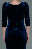 Robe de Soirée Longue Velours Bleu Marine ABU2604