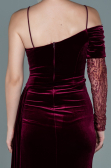 Robe de Soirée Longue Velours Rouge Bordeaux ABU2605
