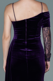 Robe de Soirée Longue Velours Violet Foncé ABU2605