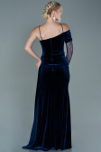 Robe de Soirée Longue Velours Bleu Marine ABU2605