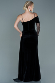 Robe de Soirée Longue Velours Noir-Or ABU2605